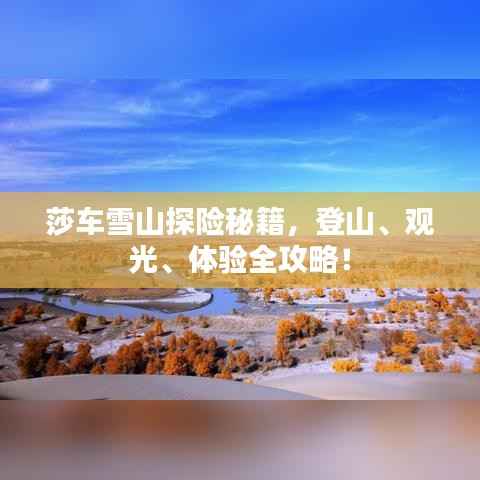 莎车雪山探险秘籍,登山、观光、体验全攻略!