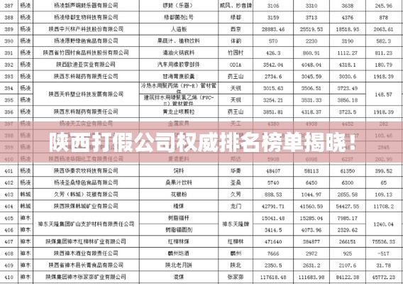 陕西打假公司权威排名榜单揭晓!